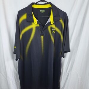 AND1 Polo Shirt Mens 2XL Black Yellow Basketball Graphic Athletic Short Sleeve